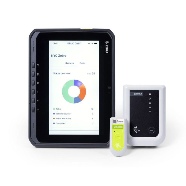 Sensore elettronico ZS300 con ZB200 integrato con tablet ET6x per monitorare i prodotti nella supply chain
