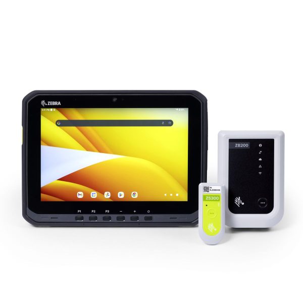 Sensore elettronico ZS300 con ZB200 integrato con tablet ET6x per monitorare i prodotti nella logistica e produzione